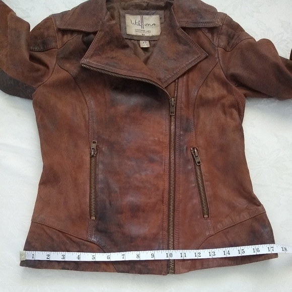 Wilsons Vintage leather biker asymmetric moto quilted shoulder distressed - Picture 6 of 7